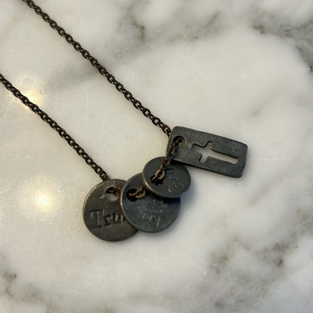 Necklace- Cross with “Grow, Trust, Bloom”
